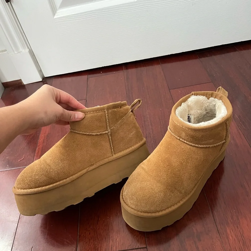 Women’s Winter Platform Ankle Boots - Tan